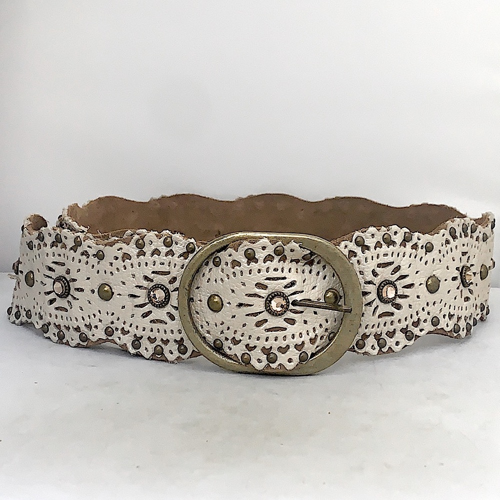 Vintage Leatherock Genuine Leather Gemstone Belt